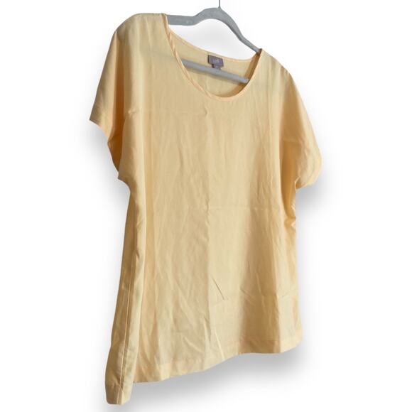 Womens JJill Yellow Pique Modern Boxy Cropped Buttery Soft Modal Top Size Medium - Picture 3 of 16